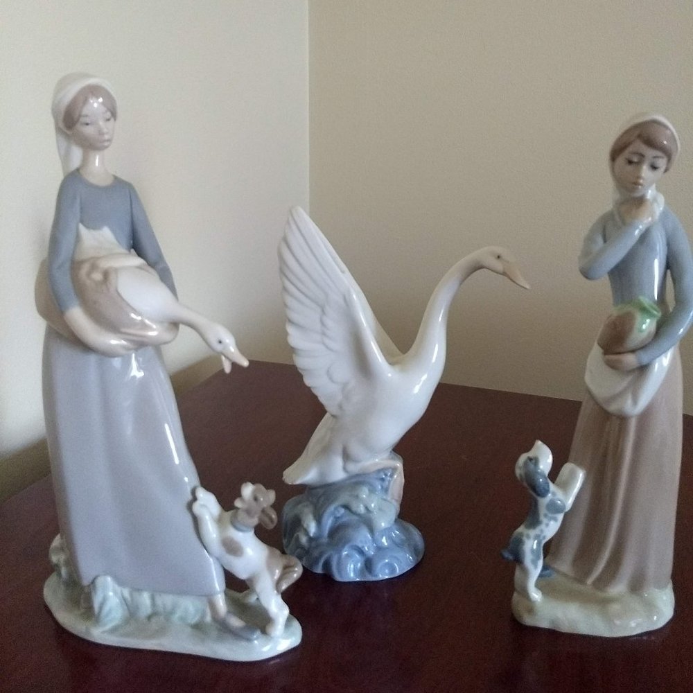 Llarado Figurines Women /Goose/ Swan Porcelain
